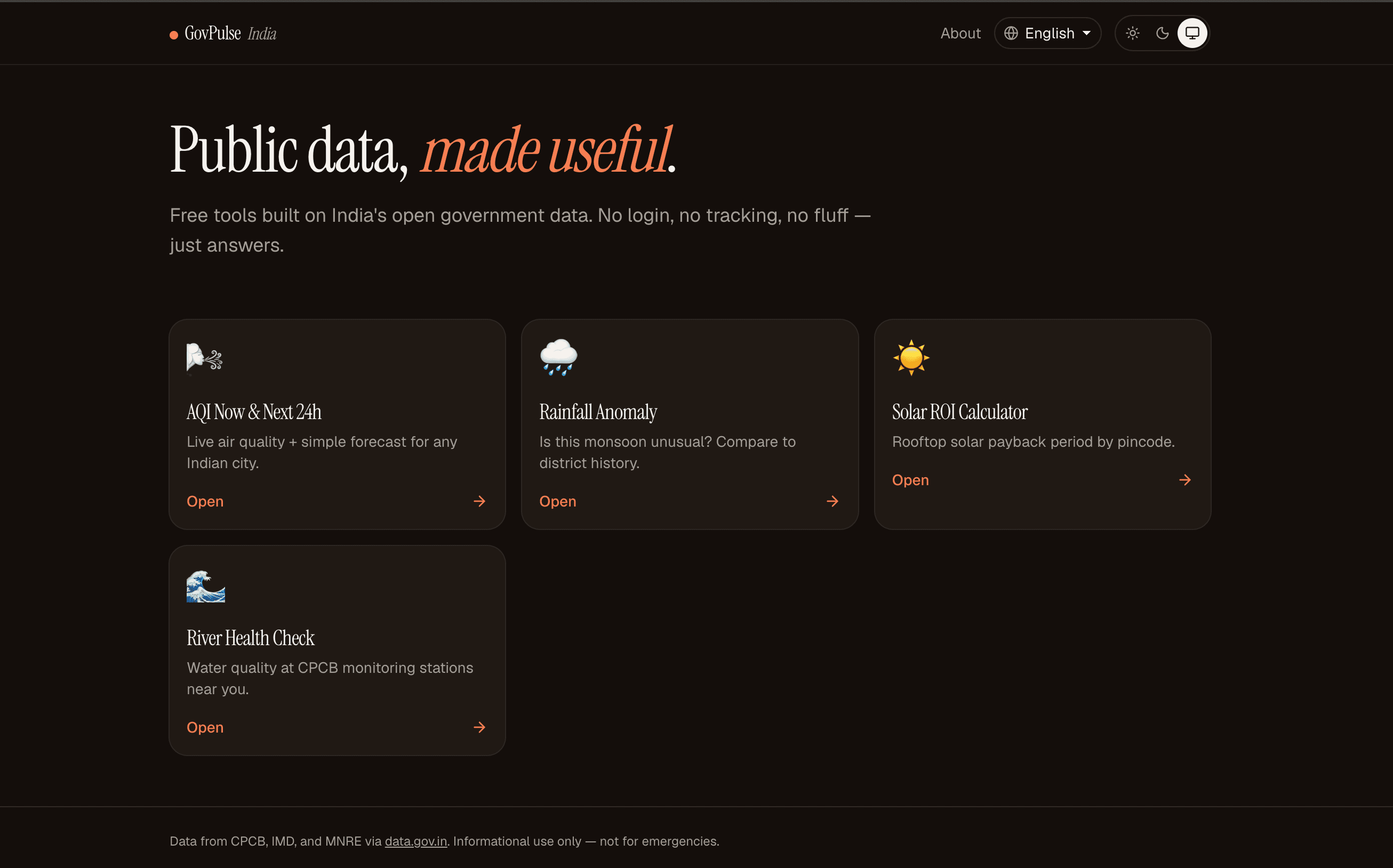 GovPulse India — live tracker of Indian government activity